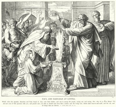 Paul e Barnabas na Lystra (gravura) de Julius (after) Schnorr von Carolsfeld