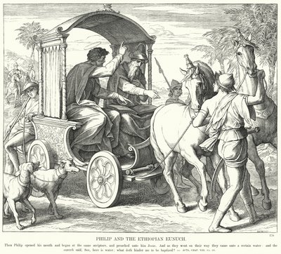 Philip e o Eunuco Etíope (gravura) de Julius (after) Schnorr von Carolsfeld