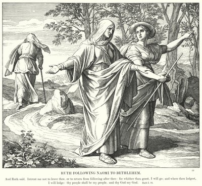 Ruth Seguindo Noemi a Belém (gravura) de Julius (after) Schnorr von Carolsfeld