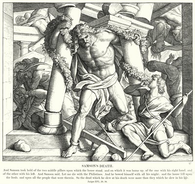 A morte de Sansão (gravura) de Julius (after) Schnorr von Carolsfeld