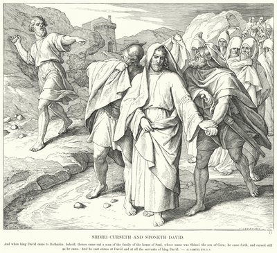 Shimei Curseth e Stoneth David (gravura) de Julius (after) Schnorr von Carolsfeld