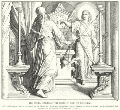 O Anjo Prediz o Nascimento de João a Zacarias (gravura) de Julius (after) Schnorr von Carolsfeld