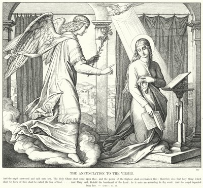 A Anunciação à Virgem (gravura) de Julius (after) Schnorr von Carolsfeld