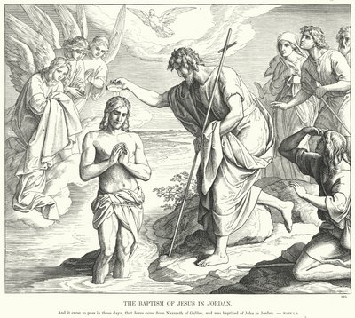 O Batismo de Jesus na Jordânia (gravura) de Julius (after) Schnorr von Carolsfeld