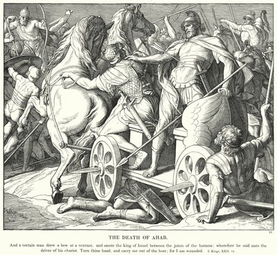 A Morte de Ahab (gravura) de Julius (after) Schnorr von Carolsfeld