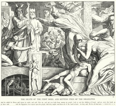 A Morte do Primogênito e a Libertação dos Israelitas (gravação) de Julius (after) Schnorr von Carolsfeld