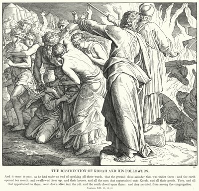 A Destruição de Corá e seus Seguidores (gravura) de Julius (after) Schnorr von Carolsfeld