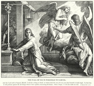 A Queda de Eli é Anunciada a Samuel (gravura) de Julius (after) Schnorr von Carolsfeld