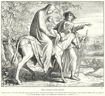 O Voo para o Egipto (gravura) de Julius (after) Schnorr von Carolsfeld