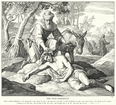 O Bom Samaritano (gravura) de Julius (after) Schnorr von Carolsfeld