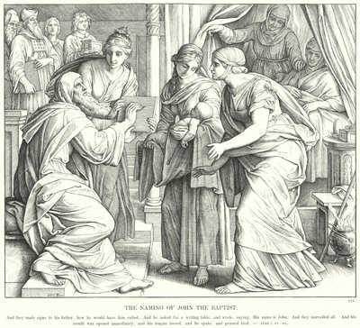 O Nome de João Batista (gravura) de Julius (after) Schnorr von Carolsfeld
