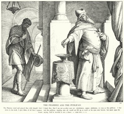 O Fariseu e o Publicano (gravura) de Julius (after) Schnorr von Carolsfeld