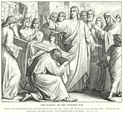 A Ascensão do Filho da Viúva (gravura) de Julius (after) Schnorr von Carolsfeld
