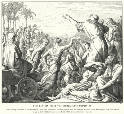 O regresso do cativeiro babilónico (gravura) de Julius (after) Schnorr von Carolsfeld