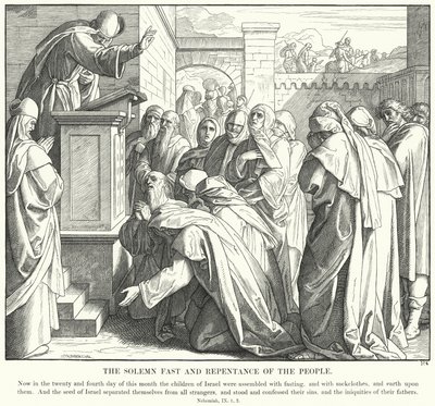 O Solene Rápido e Arrependimento do Povo (gravura) de Julius (after) Schnorr von Carolsfeld