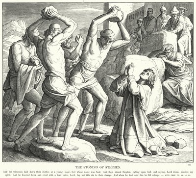 O Apedrejamento de Estevão (gravura) de Julius (after) Schnorr von Carolsfeld