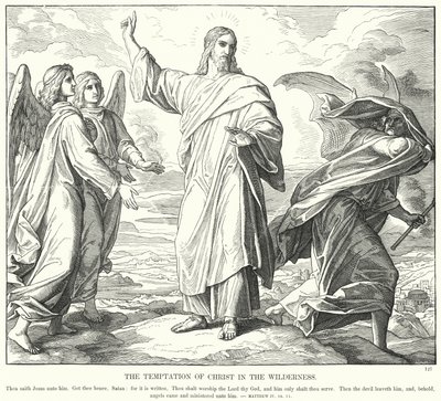 A tentação de Cristo no deserto (gravura) de Julius (after) Schnorr von Carolsfeld
