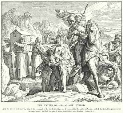 As Águas da Jordânia estão Divididas (gravura) de Julius (after) Schnorr von Carolsfeld