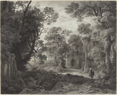 Uma Capela da Floresta à Noite de Julius Albert Elsasser