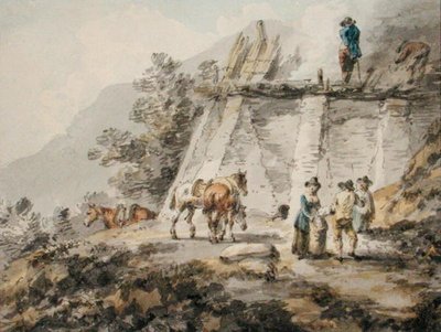Um forno de cal (aguarela sobre papel) de Julius Caesar Ibbetson