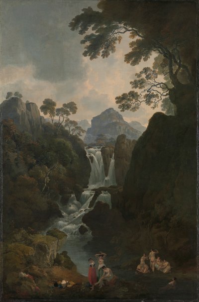 Uma cascata com banhistas de Julius Caesar Ibbetson