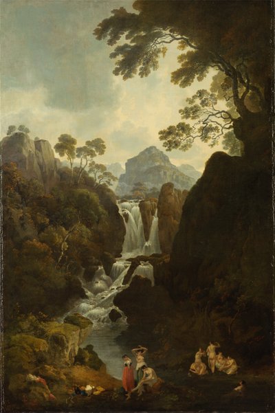 Uma cascata com banhistas de Julius Caesar Ibbetson