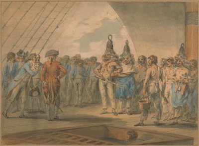 Cerimónia de travessia da linha a bordo do navio, "Vestal". de Julius Caesar Ibbetson