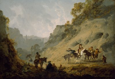 Ciganos com uma corrida de burros, 1792. de Julius Caesar Ibbetson