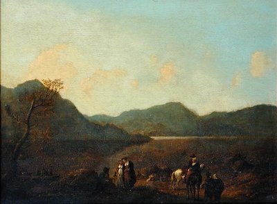 Martindale Ferry, Ullswater (óleo sobre tela) de Julius Caesar Ibbetson