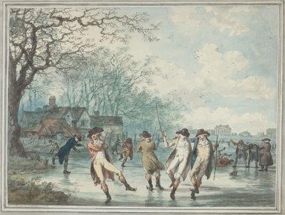 Patinadores na Serpentine no Hyde Park de Julius Caesar Ibbetson