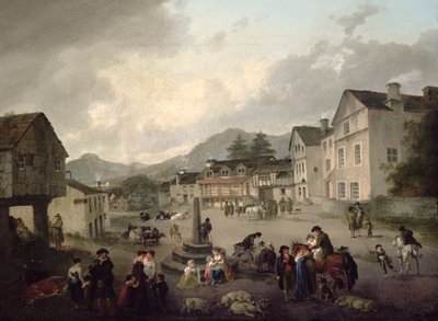 The Market Place em Ambleside de Julius Caesar Ibbetson