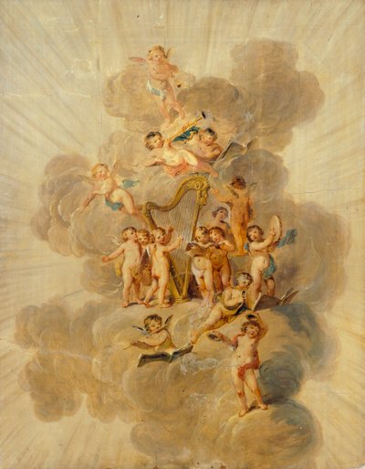 "Querubins Alados com Instrumentos Musicais", finais do século XVIII ou início do século XIX. de Julius Caesar Ibbetson