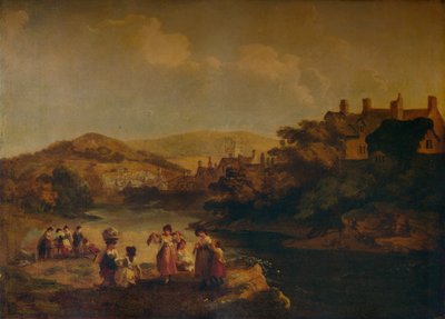 Mulheres lavando roupas em um riacho de Gales, 1790 de Julius Caesar Ibbetson
