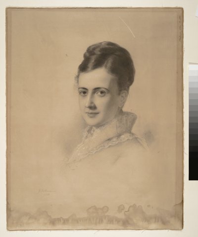 Retrato da Sra. Potter Palmer (Bertha Palmer), 1874 (carvão sobre papel) de Julius Gollmann