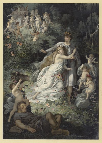 Ilustração para um sonho das noites de verão (chromolitho) de Julius Hoeppner