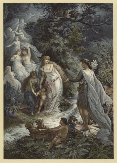 Ilustração para um sonho das noites de verão (chromolitho) de Julius Hoeppner
