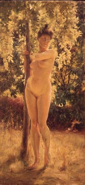 Fêmea Nua Sob uma Árvore Obscura de Julius Leblanc Stewart