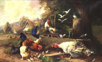 Aves de capoeira por uma Bomba de Julius Scheuerrer