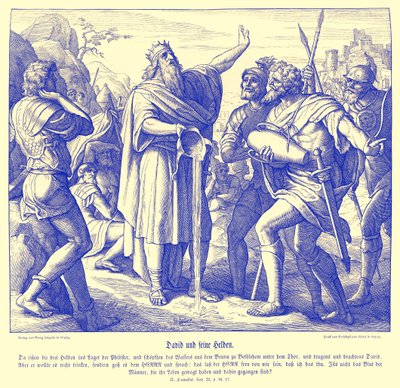 David e os três homens poderosos, 2 Samuel de Julius Schnorr von Carolsfeld