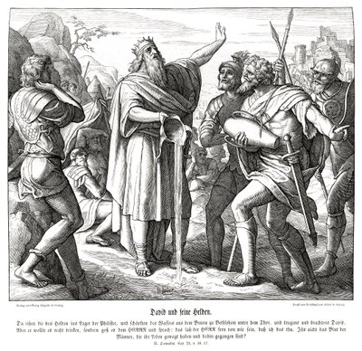 David e os três homens poderosos, 2 Samuel de Julius Schnorr von Carolsfeld