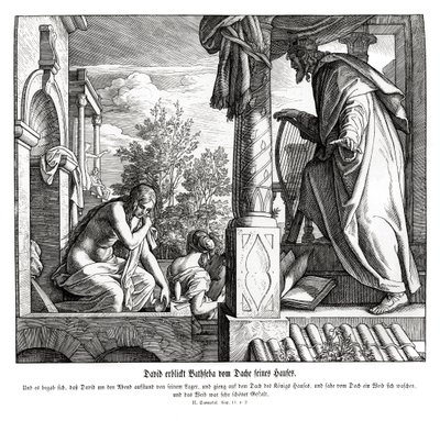 David vê Betsabá no telhado, 2 Samuel de Julius Schnorr von Carolsfeld