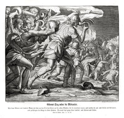 A vitória de Gideon contra os Midianitas, Juízes de Julius Schnorr von Carolsfeld