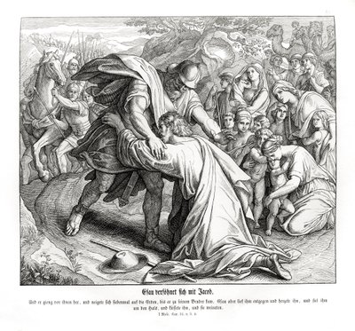 Jacob e Esaú estão reconciliados, Gênesis de Julius Schnorr von Carolsfeld