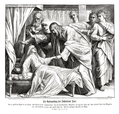 Jesus desperta a menina, Evangelho de Marcos de Julius Schnorr von Carolsfeld