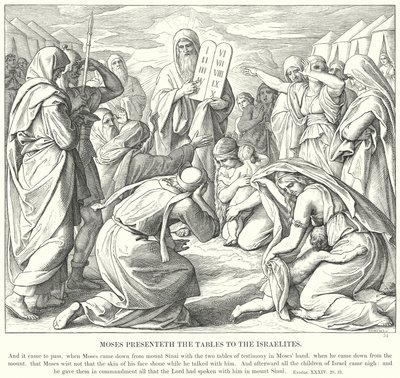 Moisés apresenta as tabelas aos israelitas de Julius Schnorr von Carolsfeld