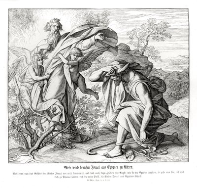 Moisés e o arbusto em chamas, Êxodo de Julius Schnorr von Carolsfeld