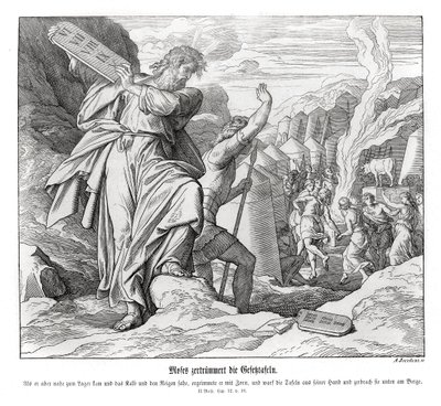 Moisés quebra os comprimidos do mandamento, Êxodo de Julius Schnorr von Carolsfeld