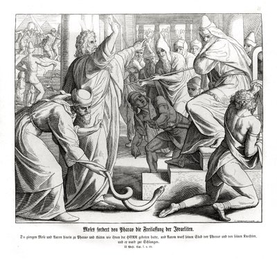 Moisés exige a libertação dos israelitas, Êxodo de Julius Schnorr von Carolsfeld