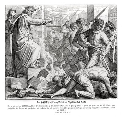 Moisés pune o povo por sua idolatria, Êxodo de Julius Schnorr von Carolsfeld