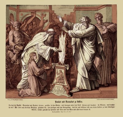 Paulo e Barnabé em Lístria, Atos dos Apóstolos de Julius Schnorr von Carolsfeld